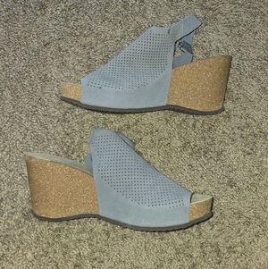 Bio Gold Stylish Blue Wedge Plataform Sandals Size 9.5